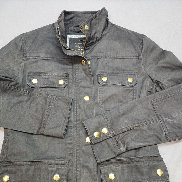 J Crew Women's Relaxed Boyfriend Field Jacket Size XS Gray Black Cinch Waist - Picture 3 of 7